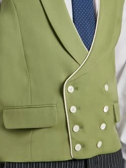 Double Breasted Wool Waistcoat With Piping - Green -Clothing store 210225 oliverbrown25029 581bceeb b43c 49ee 9ba7 b2f00116133e
