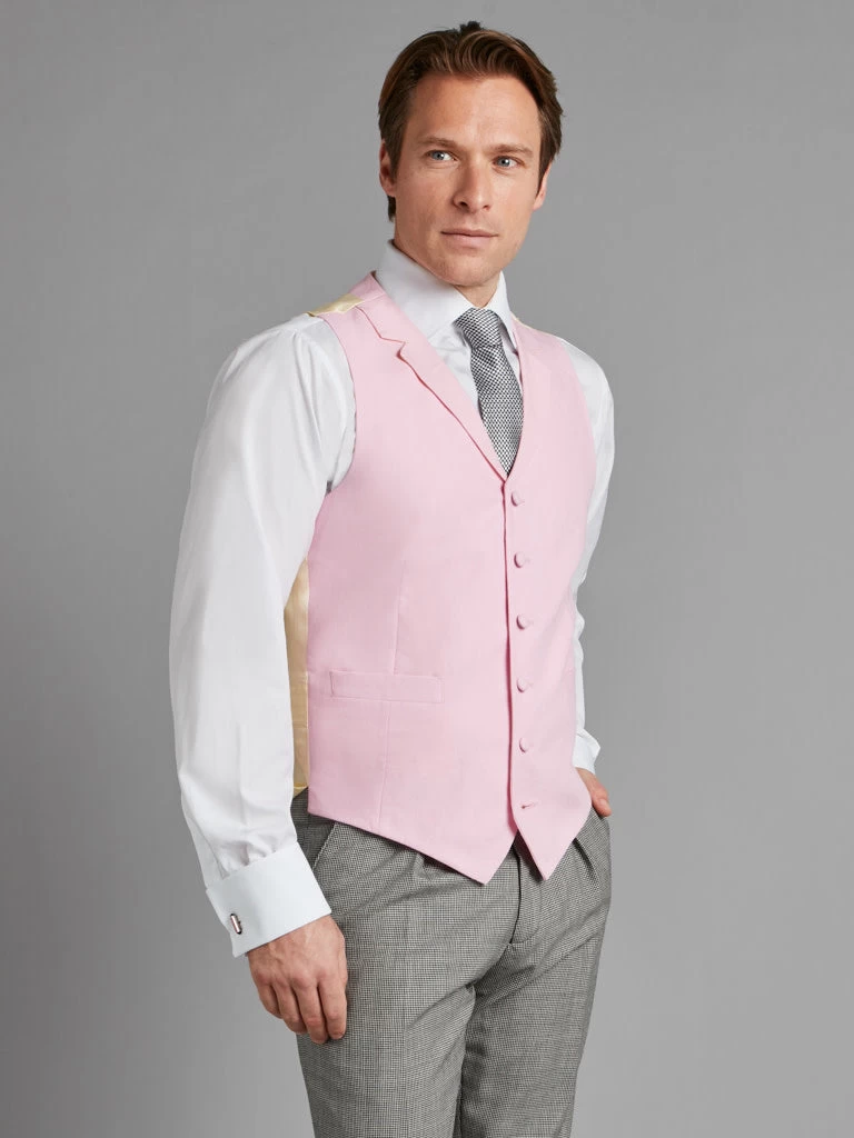 Single Breasted Linen Waistcoat - Pink 4 Single Breasted Linen Waistcoat - Pink - Image 2