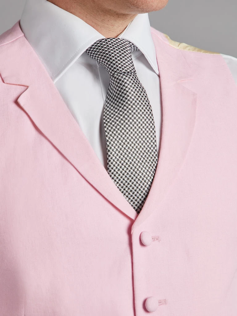Single Breasted Linen Waistcoat - Pink 6 Single Breasted Linen Waistcoat - Pink - Image 4