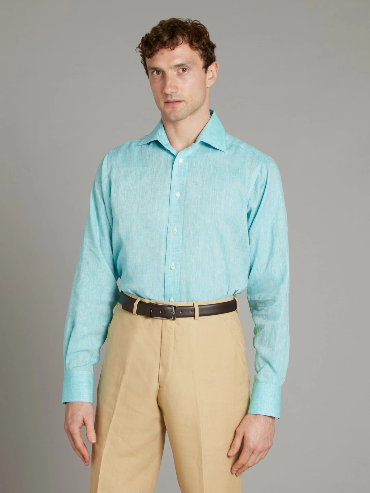 Organic Linen Shirt - Turquoise 3 Organic Linen Shirt - Turquoise