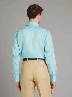 Organic Linen Shirt - Turquoise 8 Organic Linen Shirt - Turquoise -Clothing store 221027 OLIVERBROWN50398 1
