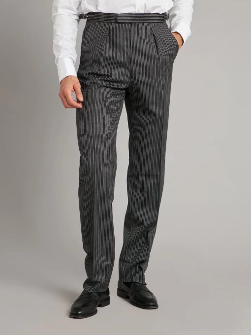 Pleated Luxury Morning Trousers - Black, Grey -Clothing store 230403 OliverBrown0171