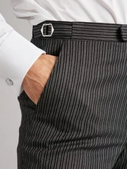Flat Front Luxury Morning Trousers - Black, Grey -Clothing store 230403 OliverBrown0199