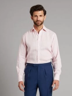 Linen Shirt - Puppytooth Pale Pink
