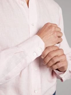 Linen Shirt - Puppytooth Pale Pink -Clothing store 230403 OliverBrown1226 89df501d 4ae0 45cc a813 c14b81bc4328