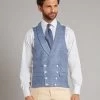 Double Breasted Waistcoat Woven Silk - Denim -Clothing store 230403 OliverBrown2078 2