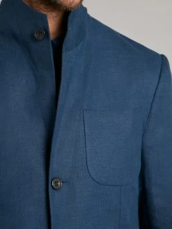 Mandarin Collar Linen Jacket - Navy -Clothing store 230403 OliverBrown2172 367546b8 3629 4a26 9779 9e6d375ff95f