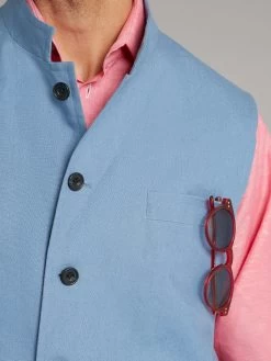 Linen Gilet - Blue -Clothing store 230403 OliverBrown2751