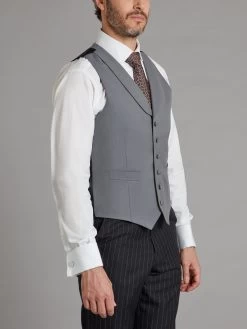 Limited Edition Luxury Single Breasted Wool Waistcoat - Light Grey