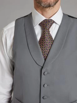 Limited Edition Luxury Single Breasted Wool Waistcoat - Light Grey -Clothing store 230526 OliverBrown0859