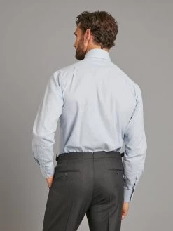 Cashmere Blend Puppytooth Shirt - Blue -Clothing store 230731 OliverBrown2089