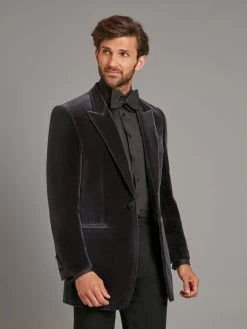 Carlyle Velvet Jacket- Smoked Grey