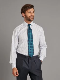 City Shirt Poplin Lilac Green Stripe