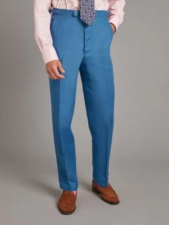 Carlyle Suit - Borage Blue Linen -Clothing store 230731 OliverBrown2661