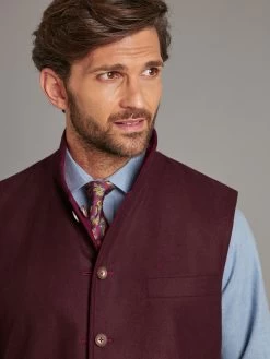 Reversible Gilet - Cherry & Wine Loden -Clothing store 230731 OliverBrown2774