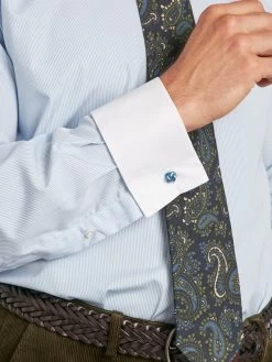 Striped Shirt With White Collar And Cuff -Clothing store 230731 OliverBrown2809