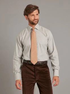 Regular Fit Shirt - Melange Light Grey Puppytooth