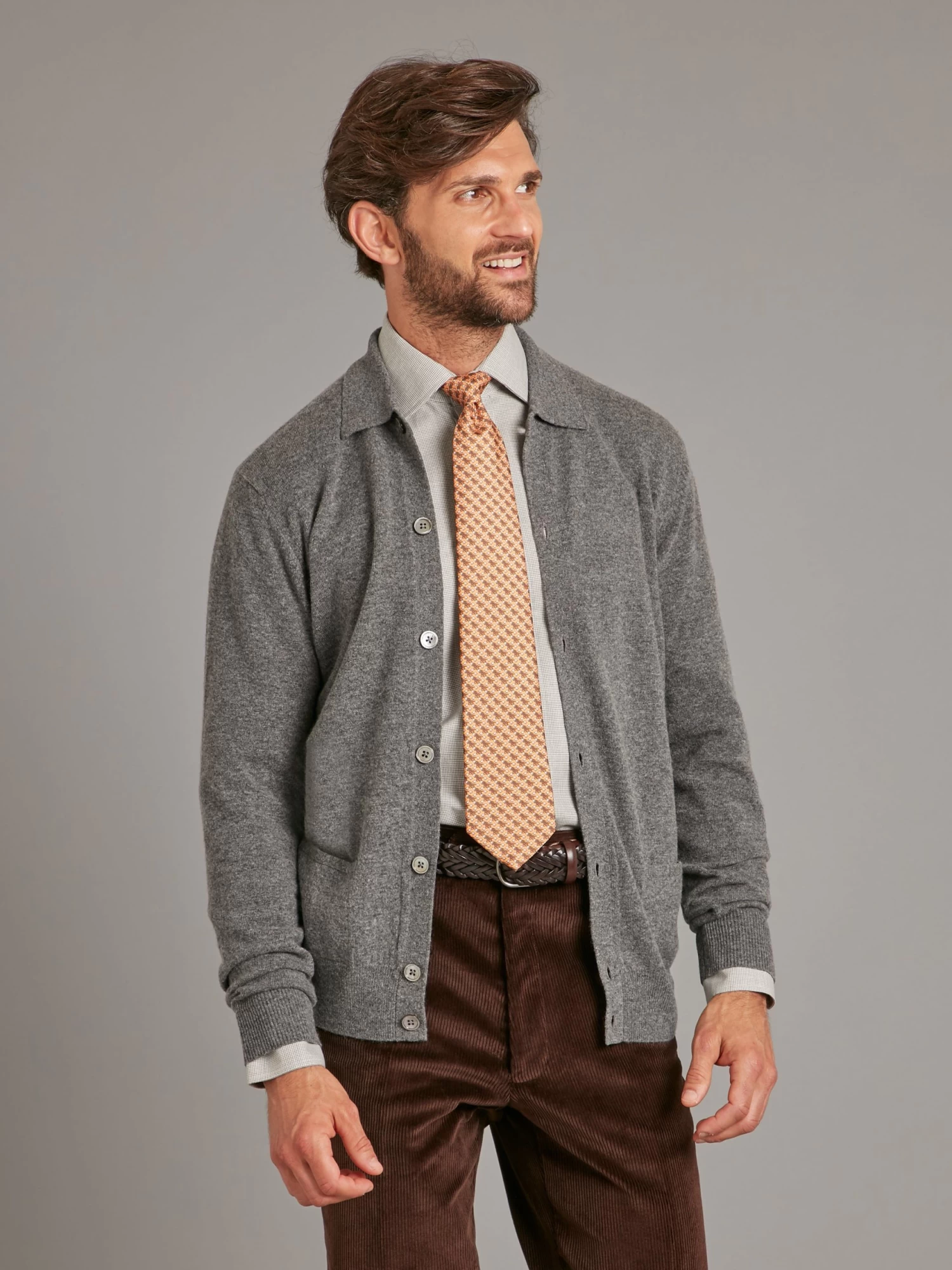 Button Down Cardigan With Collar - Derby Grey 4 Button Down Cardigan With Collar - Derby Grey - Image 2