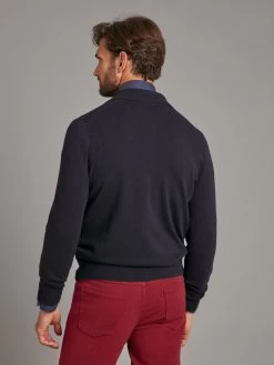 Button Down Cardigan With Collar - Dark Navy 9 Button Down Cardigan With Collar - Dark Navy -Clothing store 230731 OliverBrown3061 1