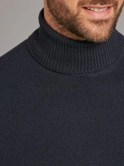 Teflon Merino Roll Neck Jumper - Navy -Clothing store 230731 OliverBrown3199