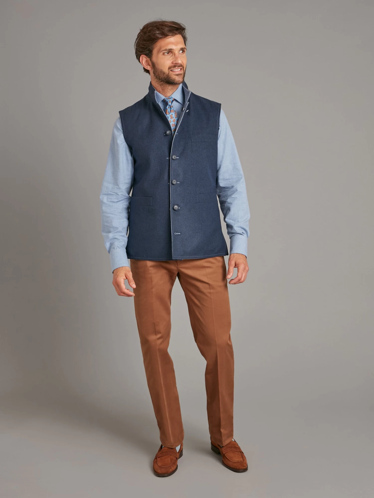 Reversible Gilet - Ink Blue & Denim Loden 3 Reversible Gilet - Ink Blue & Denim Loden