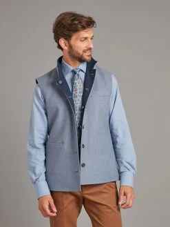 Reversible Gilet - Ink Blue & Denim Loden 9 Reversible Gilet - Ink Blue & Denim Loden -Clothing store 230731 OliverBrown3265