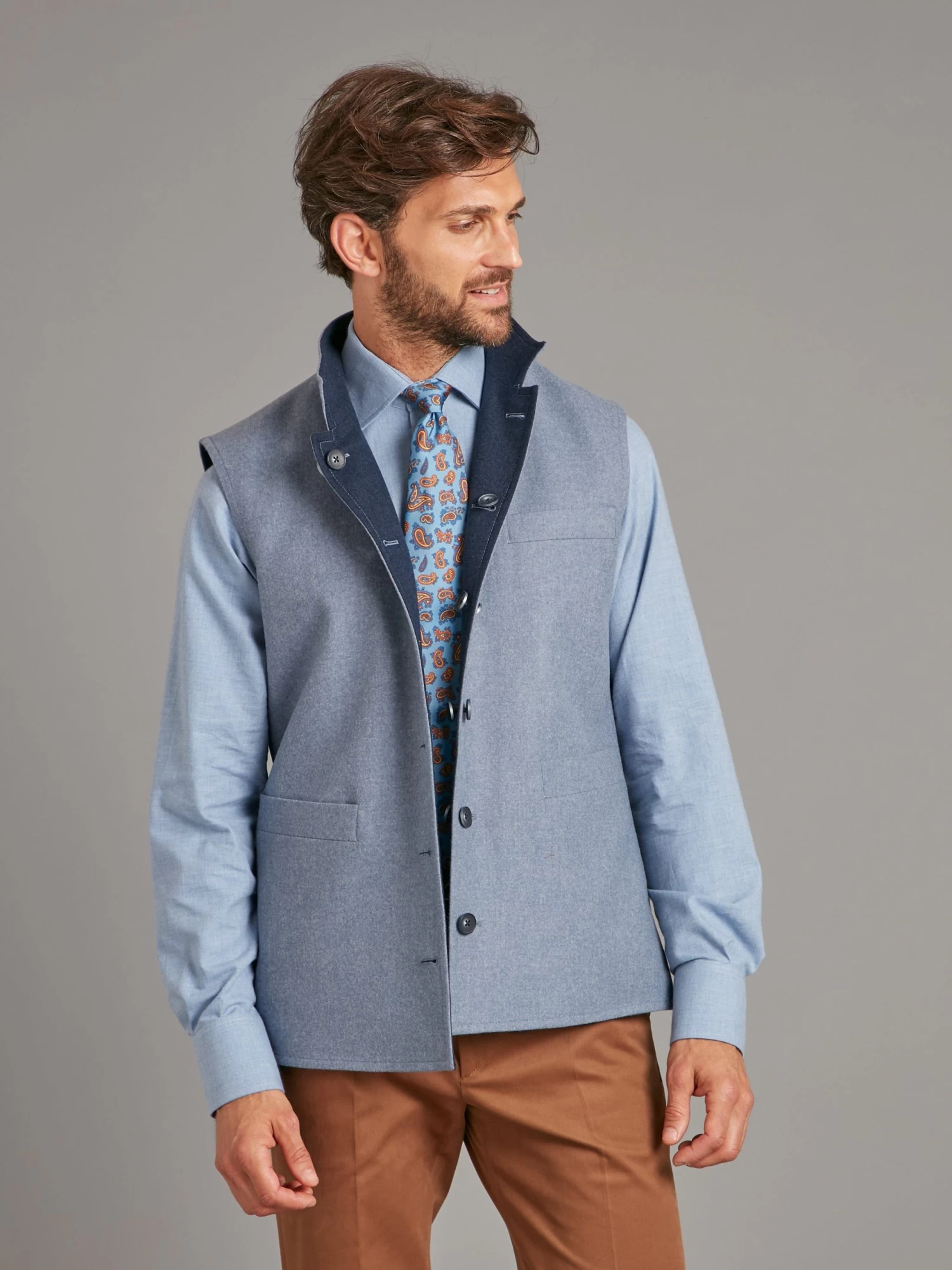 Reversible Gilet - Ink Blue & Denim Loden 6 Reversible Gilet - Ink Blue & Denim Loden - Image 4