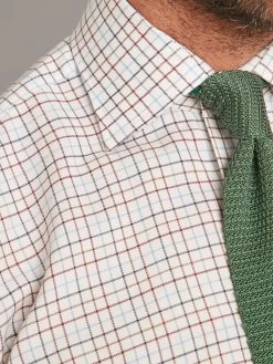 Tattersall Check Shirt - Burgundy / Pale Blue -Clothing store 230731 OliverBrown3483