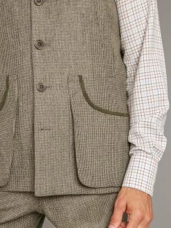 Gilet - Nailhead Tweed - Cool Sage -Clothing store 230731 OliverBrown3506
