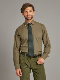 Button Down Shirt - Cotton Melange - Moss