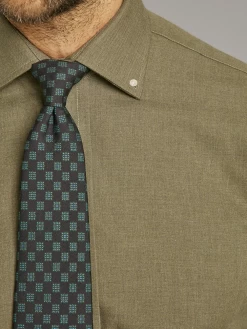 Button Down Shirt - Cotton Melange - Moss -Clothing store 230731 OliverBrown3555