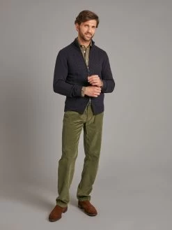 Lambswool Cable Knit Zip Cardigan - Navy -Clothing store 230731 OliverBrown3582