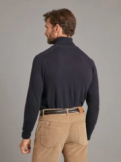 Roll Neck Super Geelong - Dark Navy -Clothing store 230731 OliverBrown3752