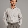 Regular Fit Shirt - Melange Small Check - Pale Grey -Clothing store 230731 OliverBrown3833