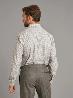 Regular Fit Shirt - Melange Small Check - Pale Grey -Clothing store 230731 OliverBrown3838