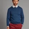Merino Crew Neck Jumper - Indigo 2 Merino Crew Neck Jumper - Indigo -Clothing store 230823 OliverBrown Model2304