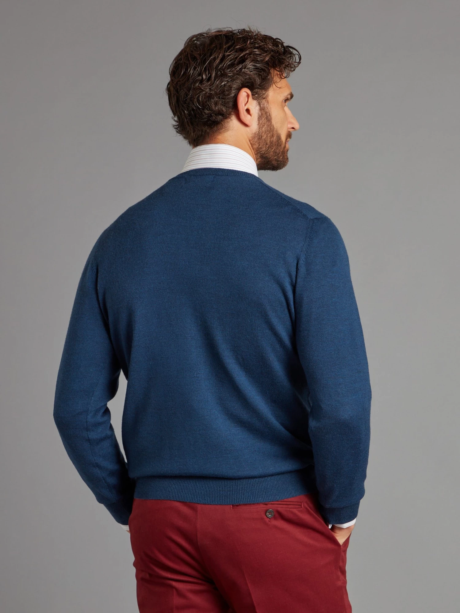 Merino Crew Neck Jumper - Indigo 5 Merino Crew Neck Jumper - Indigo - Image 3
