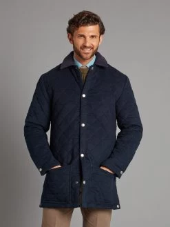 Quilted Moleskin Jacket - Navy -Clothing store 230823 OliverBrown Model2661