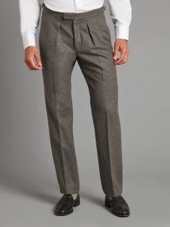 Fox Flannel Pleated Trousers – Grey