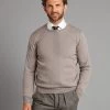Merino Crew Neck Jumper - Fawn -Clothing store 230823 OliverBrown Model2878