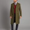 Single Breasted Overcoat – Forest Green -Clothing store 230823 OliverBrown Model2929 1