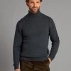 Teflon Merino Roll Neck Jumper - Ink Green -Clothing store 230823 OliverBrown Model3041