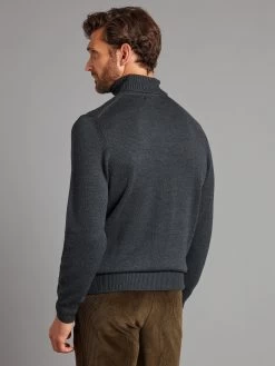 Teflon Merino Roll Neck Jumper - Ink Green -Clothing store 230823 OliverBrown Model3054