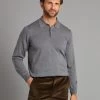 Fine Merino Long Sleeve Polo Shirt - Derby Grey 2 Fine Merino Long Sleeve Polo Shirt - Derby Grey -Clothing store 230823 OliverBrown Model3067