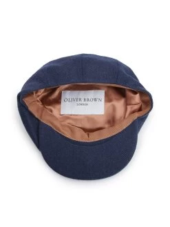 Baker Boy Cap - Cashmere Navy Herringbone -Clothing store 230928 OliverBrown1633
