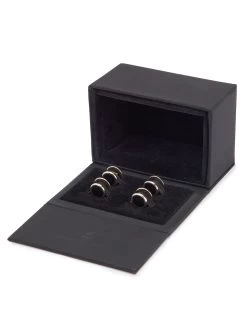 Silver Dress Studs - Circular Onyx -Clothing store 230928 OliverBrown1648