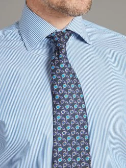 Berwick Shirt Classic Collar - Fine Stripe Mid Blue -Clothing store 231110 OliverBrown1025