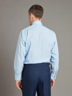 Berwick Shirt Classic Collar Micro Check - Sky Blue -Clothing store 231110 OliverBrown1203