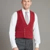 Double Breasted Moleskin Waistcoat - Burgundy -Clothing store 231110 OliverBrown1659