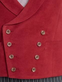 Double Breasted Moleskin Waistcoat - Burgundy -Clothing store 231110 OliverBrown1664